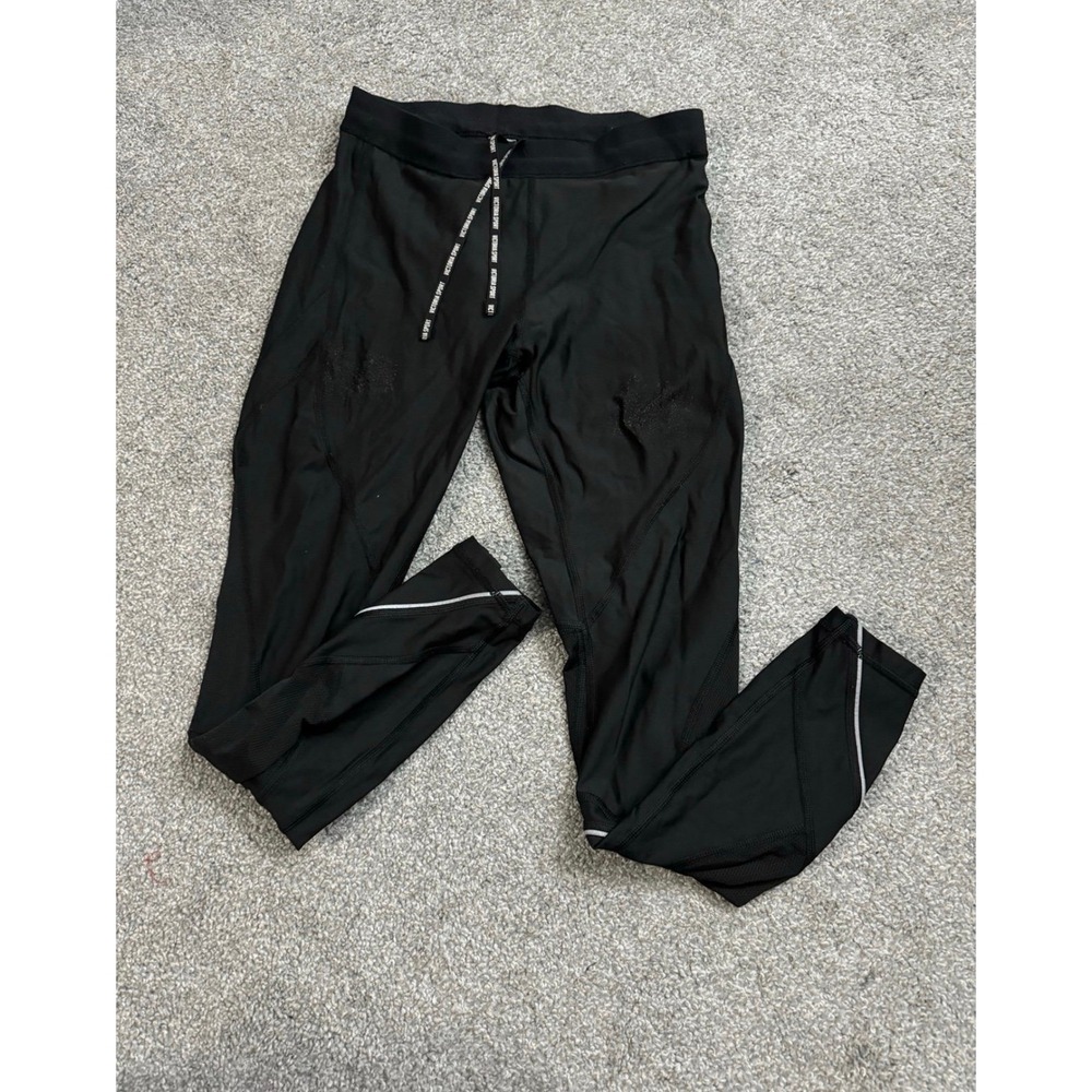 Victoria Sport Athletic Gym Leggings Black Size S Reflective Ankle Zip Mesh